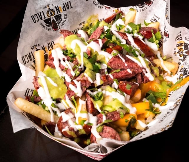 Salchipapas.